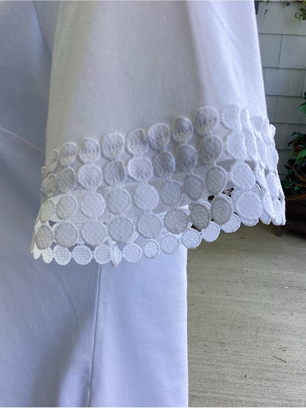 Talbots White Short-Sleeve Top with Crochet-Trim Sleeves LNWOT - Picture 6 of 11
